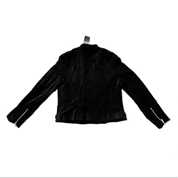 Lauren Ralph Lauren Stretch-Velvet Moto Jacket Cotton, Size 16 NEW Retail $295 - Picture 4 of 11